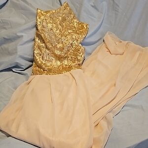 Elegant Gold and Peach Gown